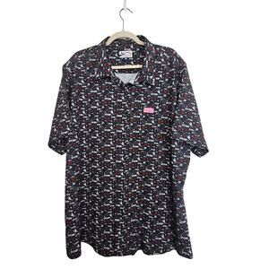 PSI International Shirt Utah Utes Black Red Button Front Short Sleeve Men 3XL